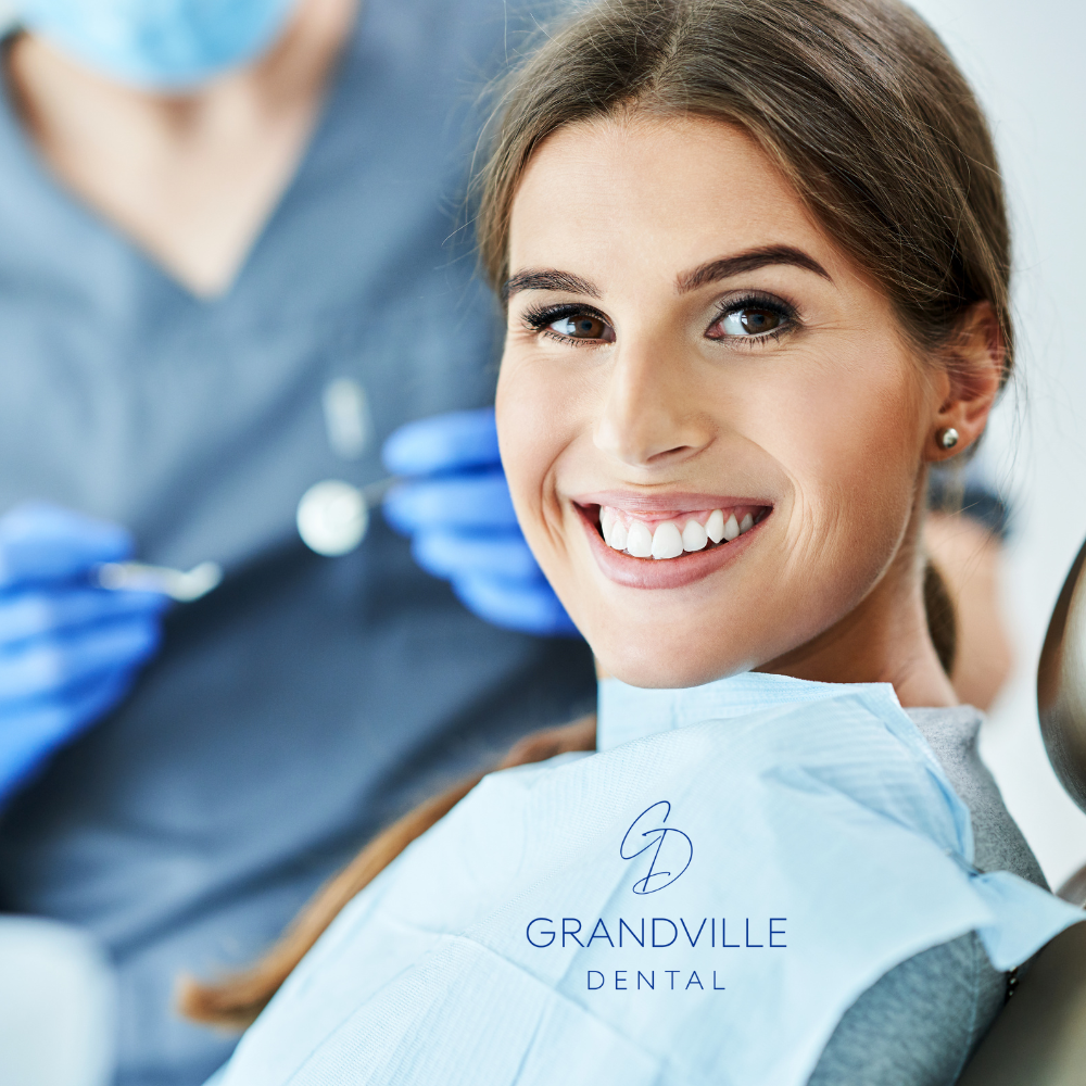 Woman smiling in dental chair